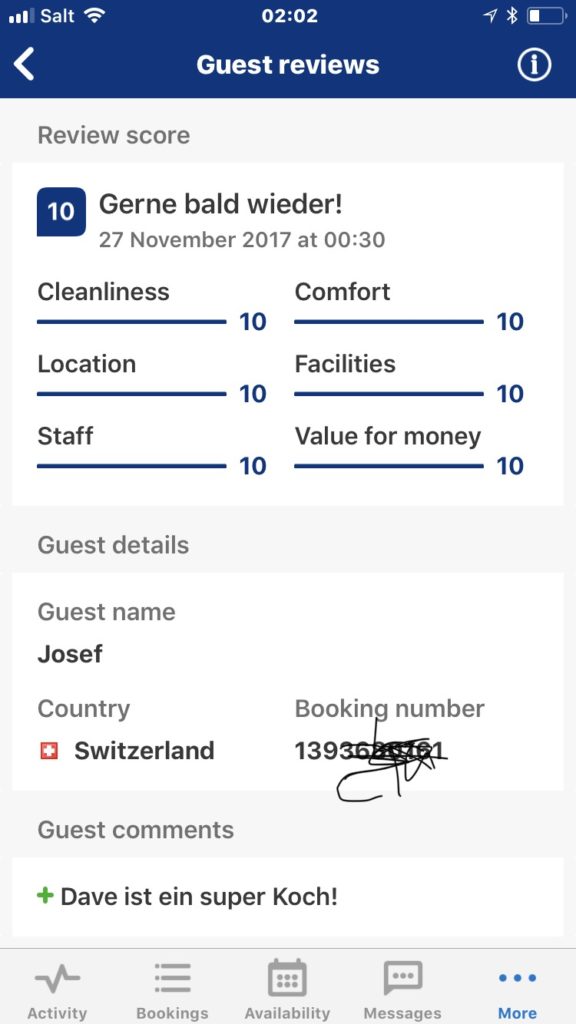 10 Star Review BnB Obermumpf